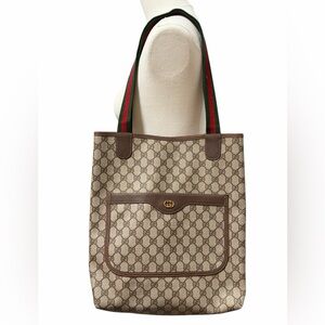 Gucci GG Plus Monogram Canvas Sherry Web Tote